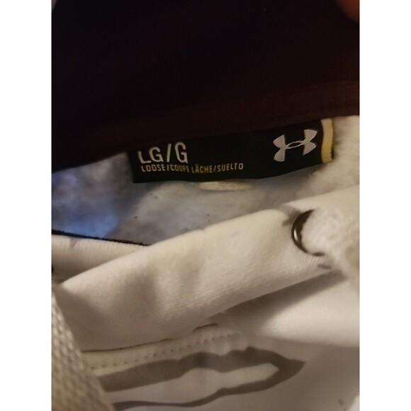Under Armour Hoodie Mens Large White Gray Camo ColdGear Loose Fit Pullover D25 - Picture 7 of 7